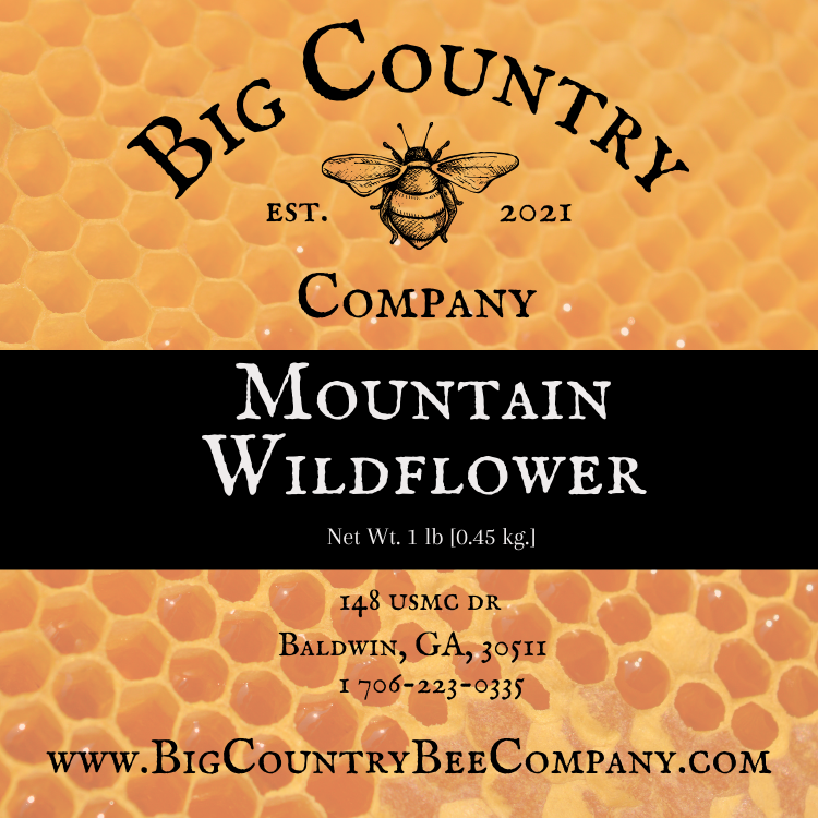 Big Country Bee Company, Raw & Unfiltered 100% U.S. Mountain Wildflower Honey, Net Wt (48 Oz), Jar (L)