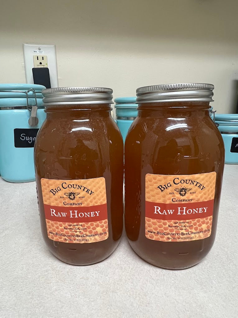 Big Country Bee Company, Raw & Unfiltered 100% U.S. Wildflower Honey, Net Wt (48 Oz), Jar (L)