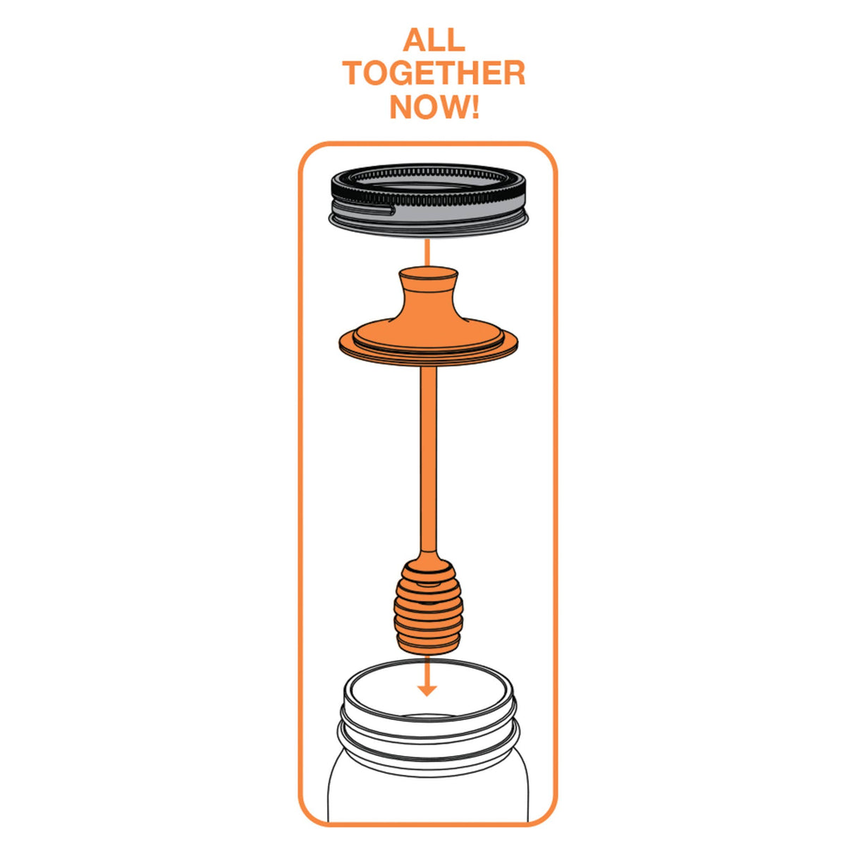 Jarware Honey Dipper Lid for Regular Mouth Mason Jar