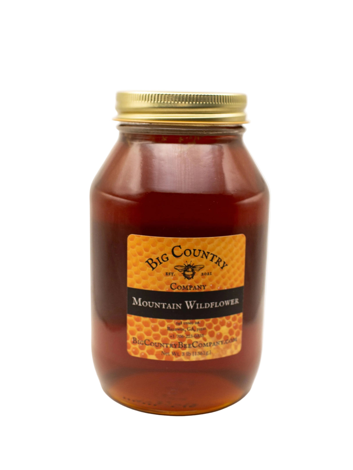 Big Country Bee Company, Raw & Unfiltered 100% U.S. Mountain Wildflower Honey, Net Wt (48 Oz), Jar (L)